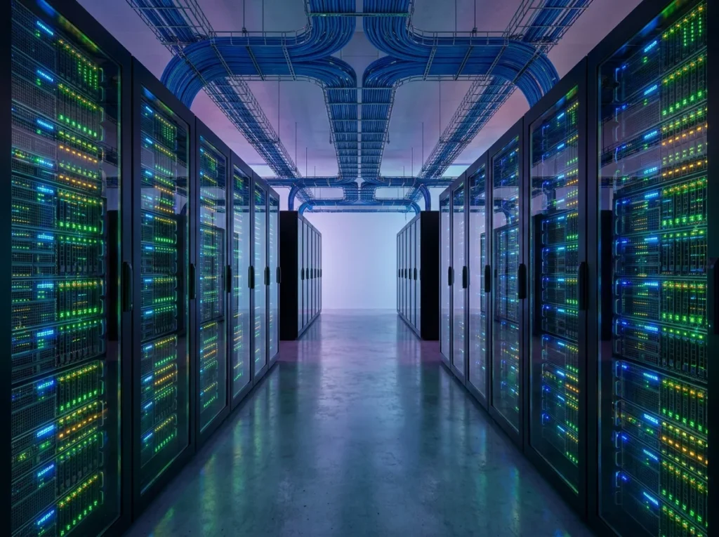 High-speed server rack infrastructure powering a reliable premium IPTV subscription network.