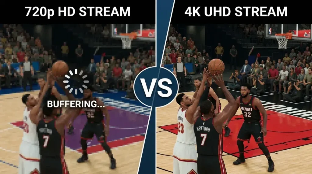 Visual comparison demonstrating the sharp clarity of a true 4K IPTV subscription.